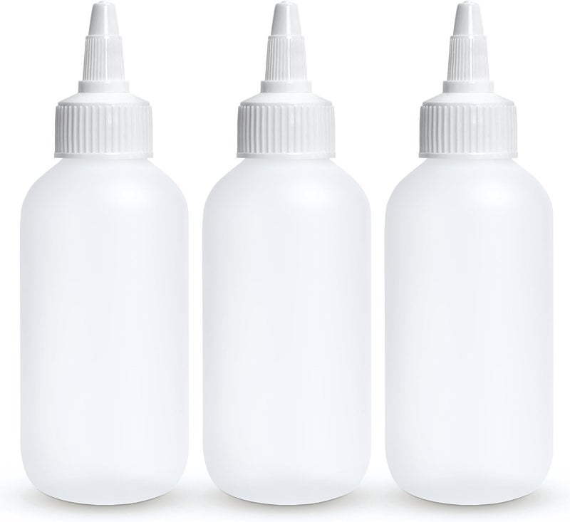 BRIGHTFROM Twist Top Applicator Bottles, Squeeze 4 OZ Empty Plastic Bottles, Refillable, Open/Close Nozzle - Leak Proof, Multi Purpose - 3 PACK - Image 1